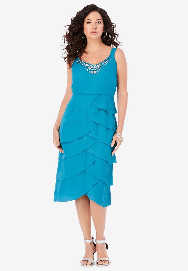 Beaded Tier Jacket Dress, , alternate image number null