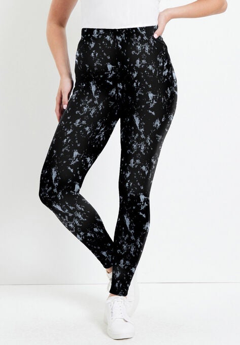 Classic Ankle Legging, BLACK GREY ABSTRACT, hi-res image number null