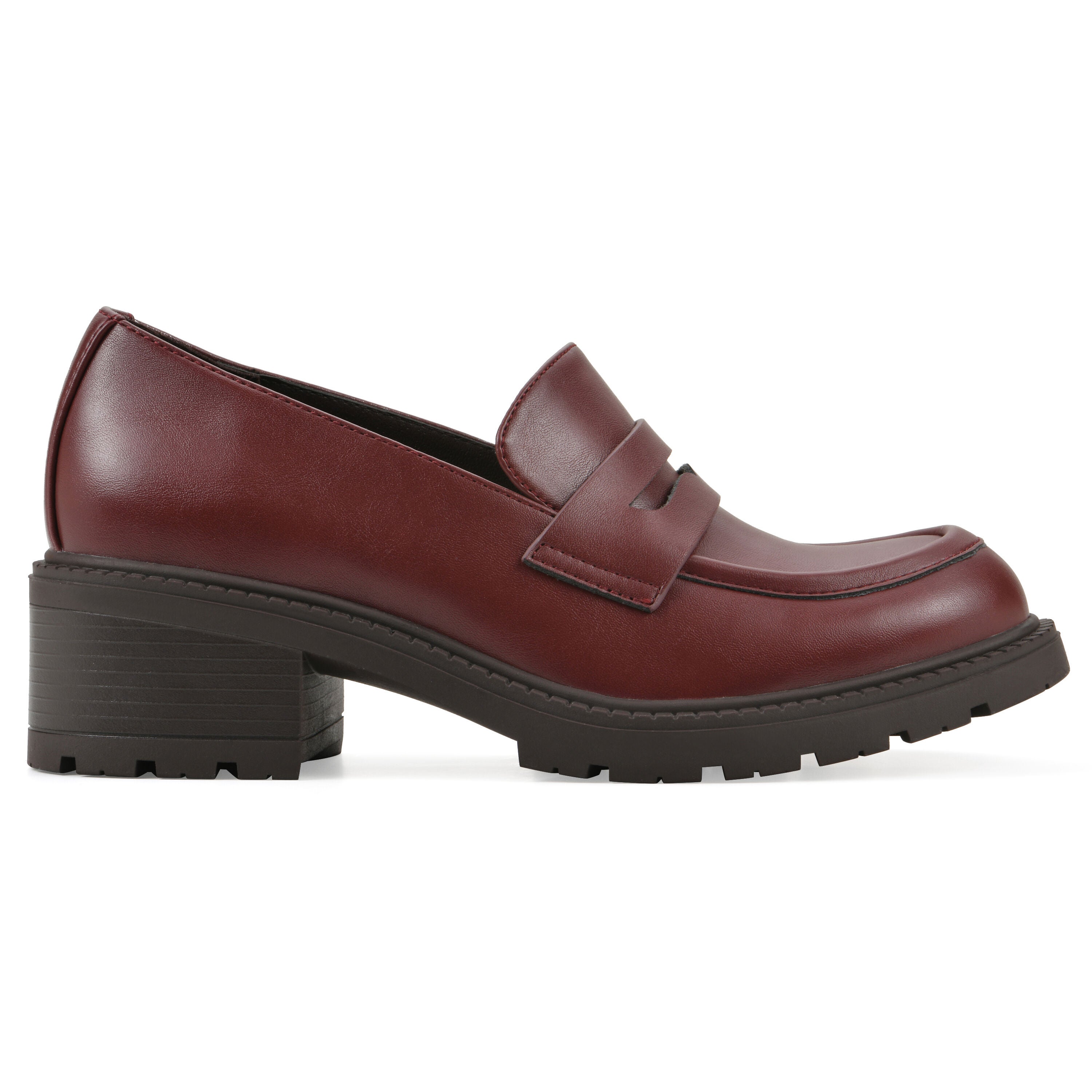 Brigetty Heeled Penny Loafer, BURGUNDY SMOOTH, alternate image number 2