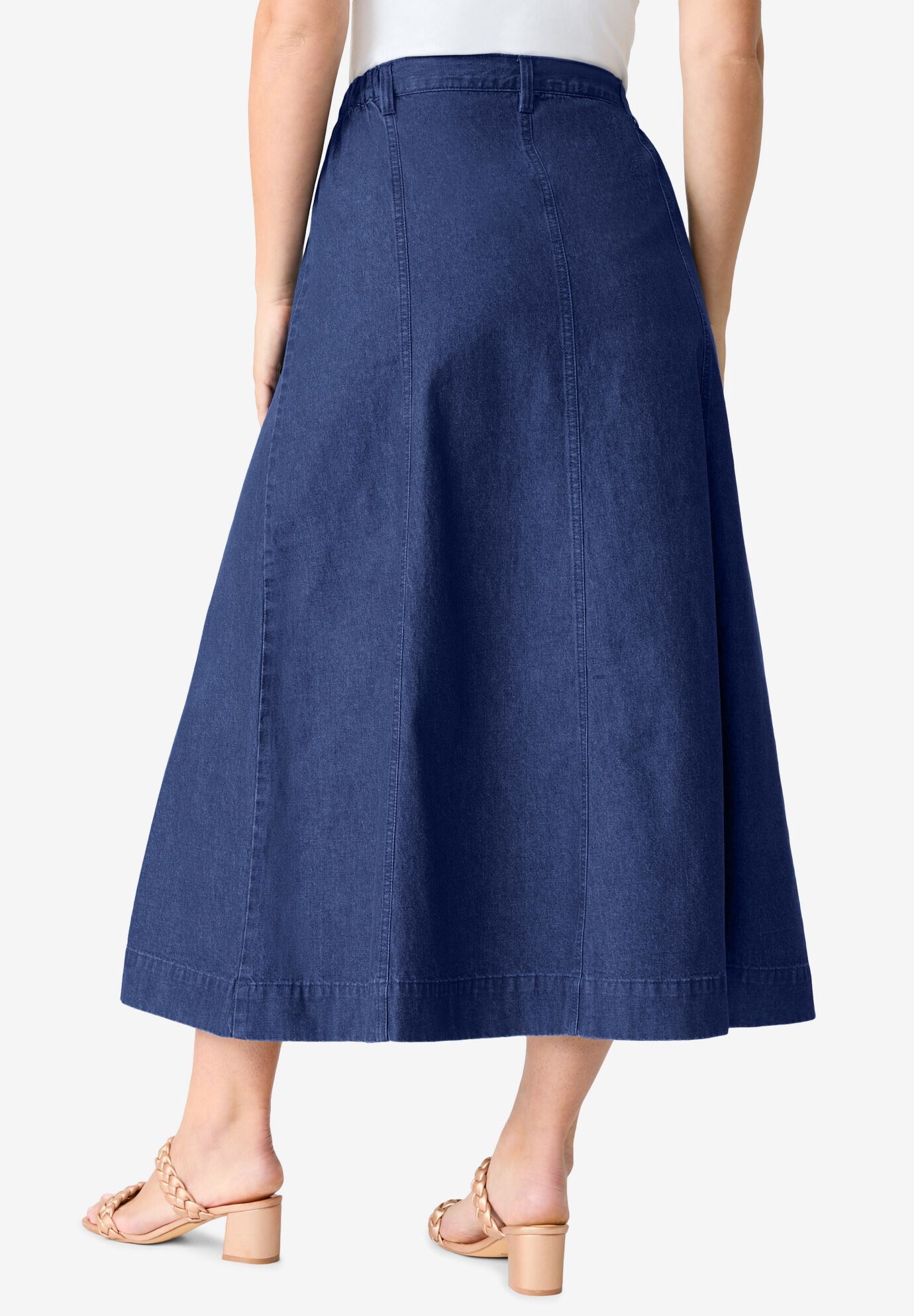 Plus Size 24/7 A Line Maxi Skirt, DARK WASH, alternate image number 2
