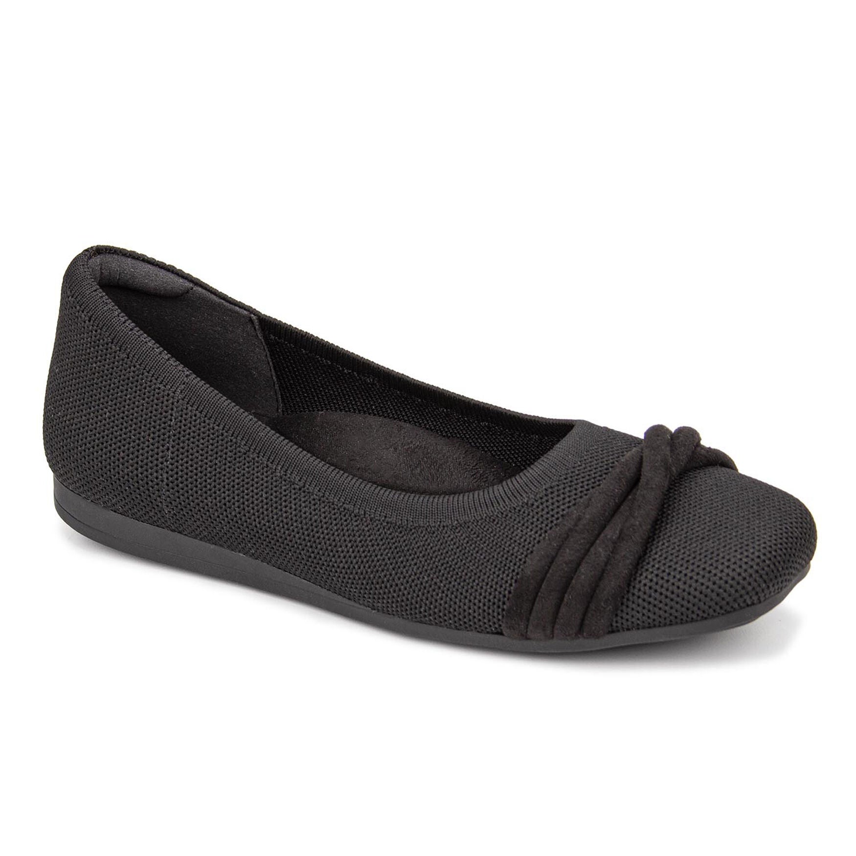 Nissa Square Toe Stretch Knit Flat, BLACK KNIT, hi-res image number 0