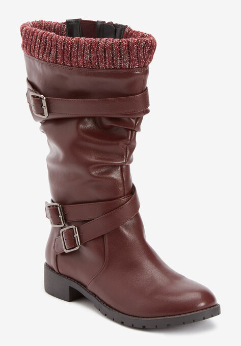 The Eden Wide Calf Boot, BURGUNDY, hi-res image number null