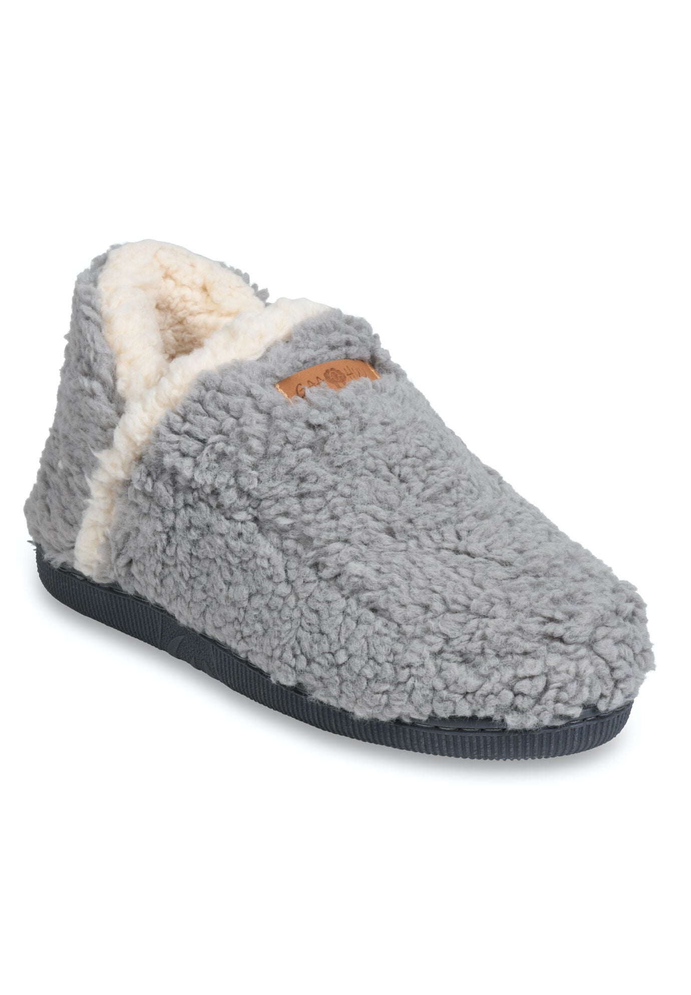 Womens Berber Ankle Slipper Boot Slippers, GREY, hi-res image number 0