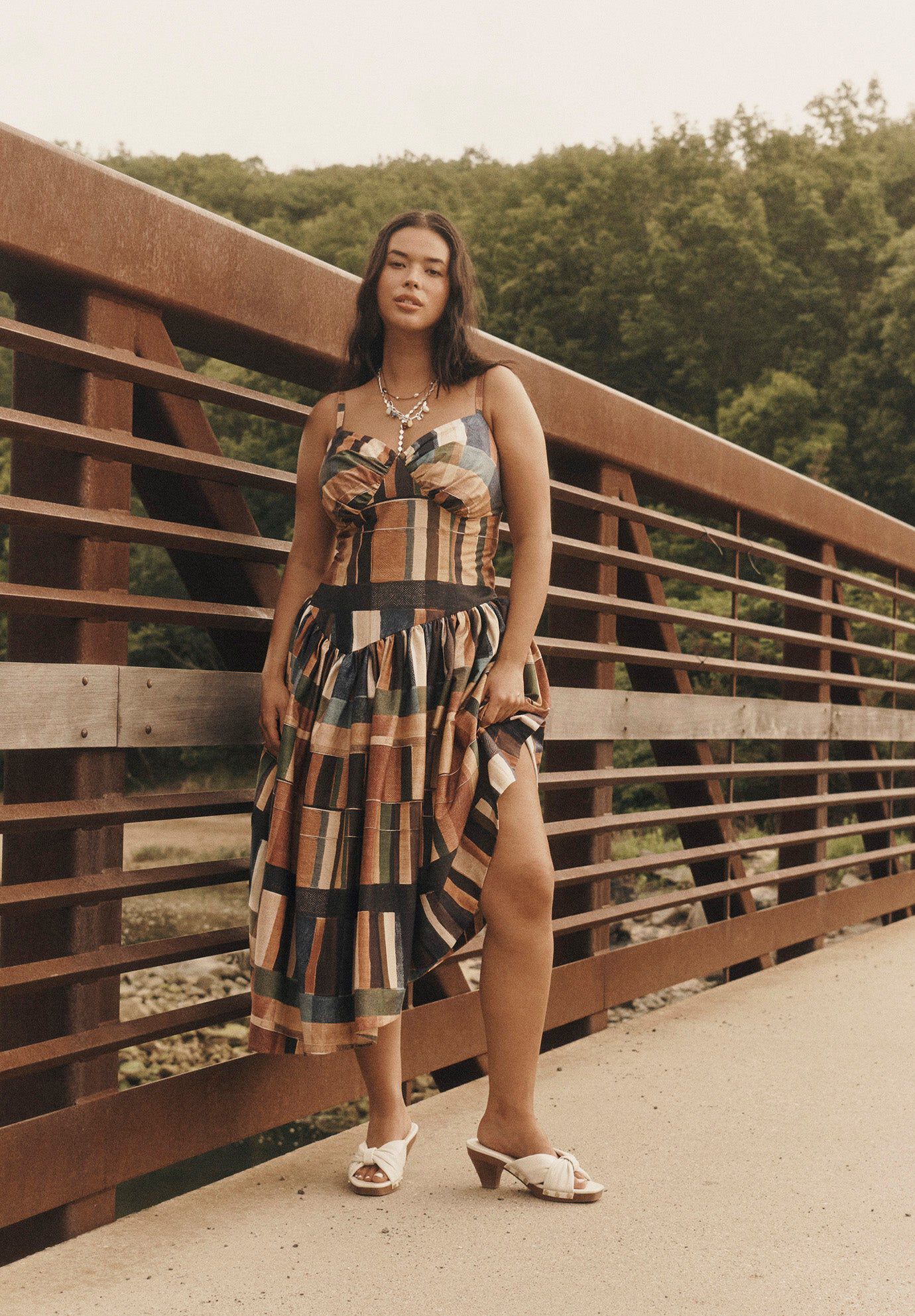 Bustier Drop Waist Midi Dress