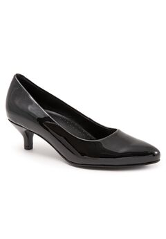 Black Leather Kitten Heel Pumps