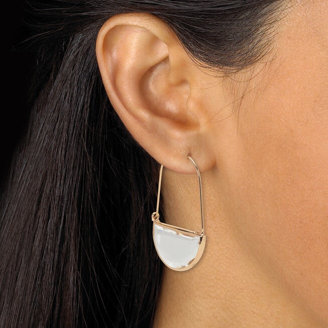 Crystal Half Moon Goldtone Jewelry Set, WHITE, alternate image number null