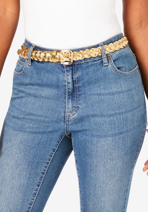Metallic Braided Belt, GOLD, hi-res image number null