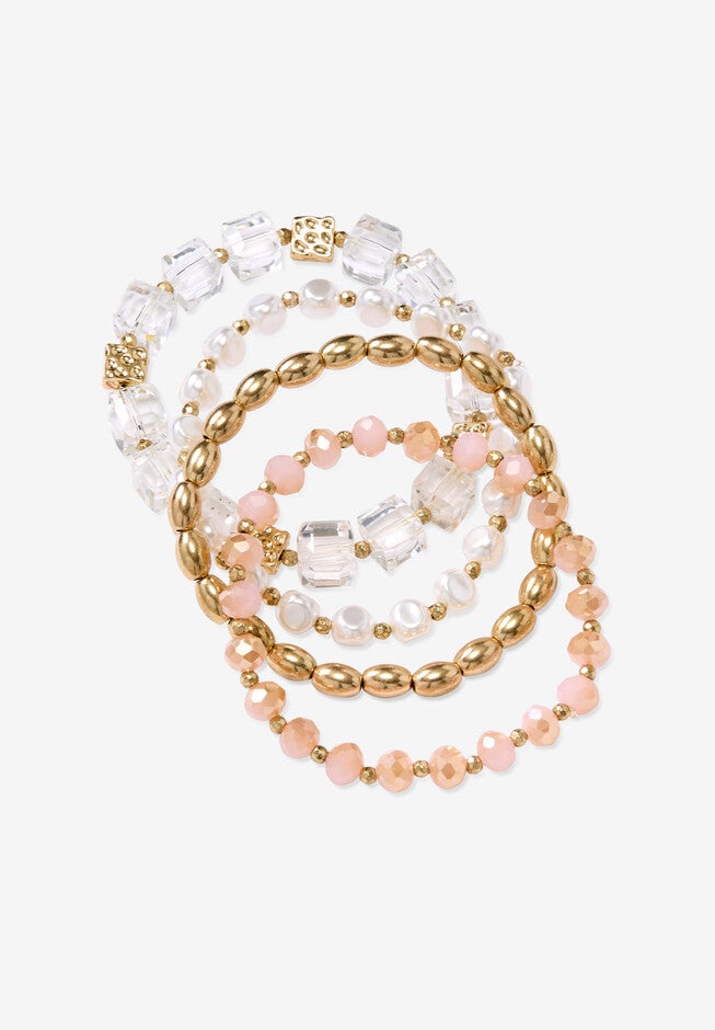 Beaded Stretch Bracelet Set, BLUSH, hi-res image number null