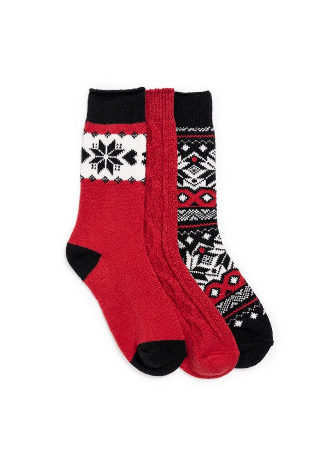 3 Pair Boot Slippers Socks, RED BLACK, hi-res image number null