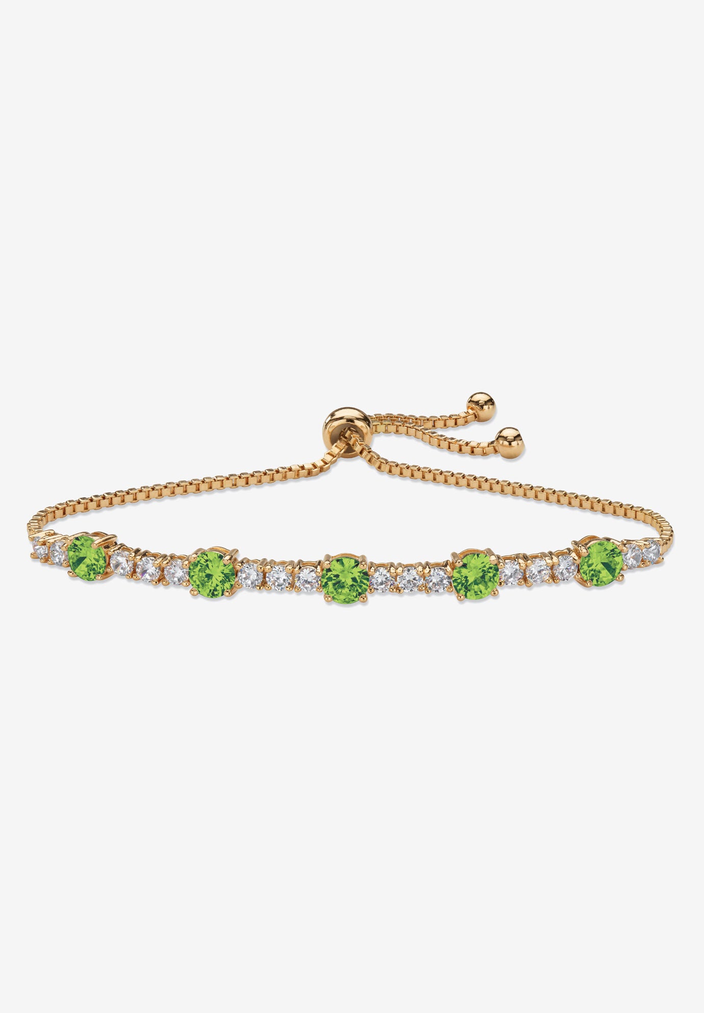 1.60 Cttw. Birthstone And Cz Gold-Plated Bolo Bracelet 10 inches, AUGUST, hi-res image number 0