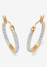 1/10 Cttw. Round Diamond Accented Hoop Earrings 14K Gold Over Sterling Silver Jewelry, DIAMOND, hi-res image number null