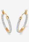 1/10 Cttw. Round Diamond Accented Hoop Earrings 14K Gold Over Sterling Silver Jewelry, DIAMOND, hi-res image number null