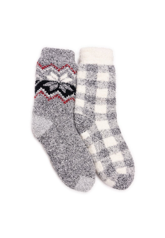 2 Pack Cozy Cabin Socks, EBONY IVORY, hi-res image number null