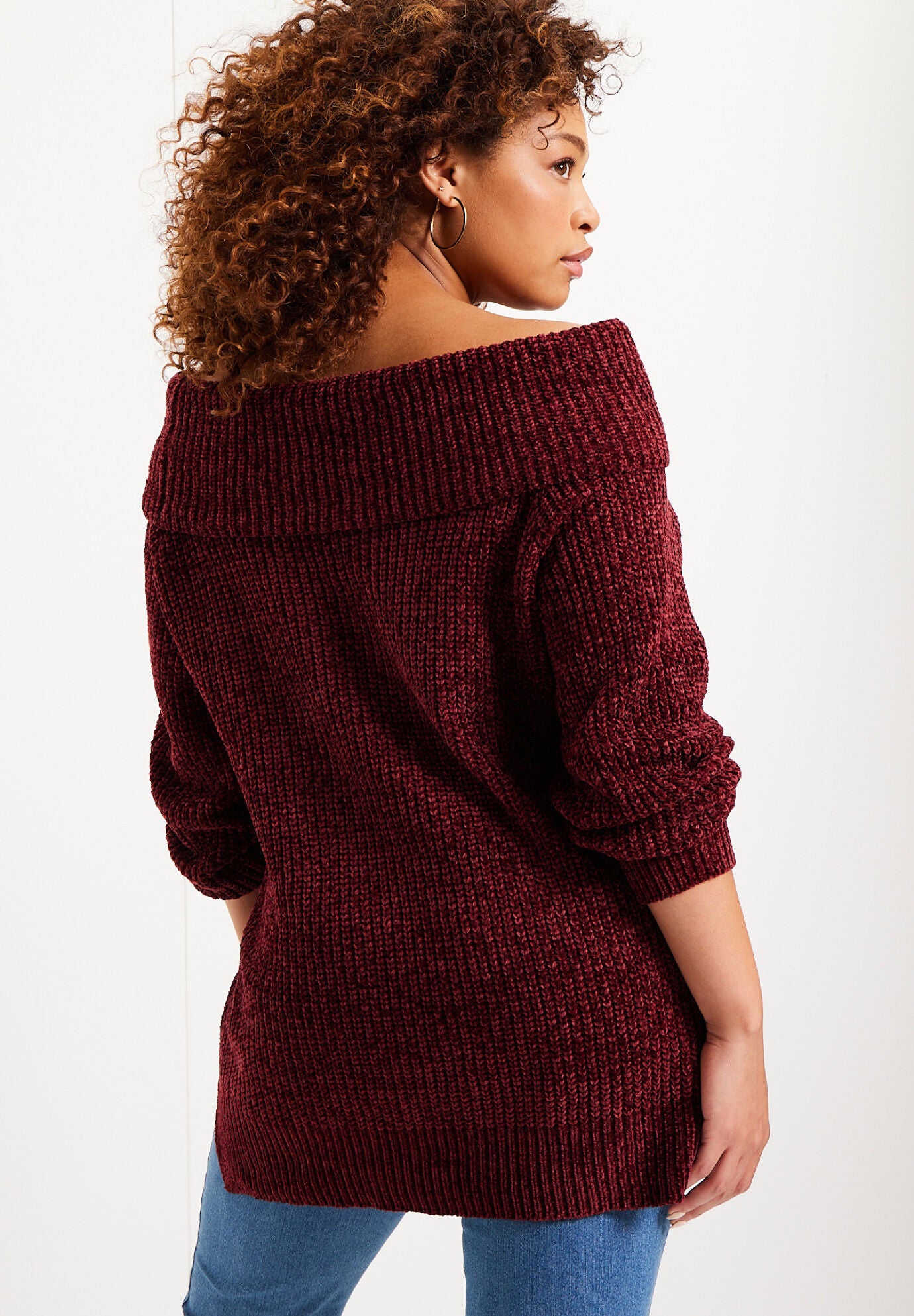 Chenille off the shoulder outlet sweater