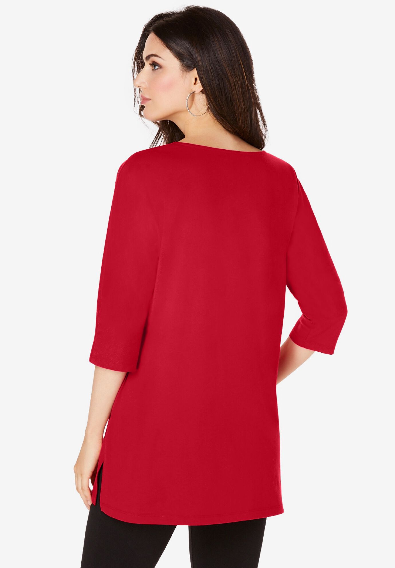 Three Quarter Sleeve Embellished Tunic, , alternate image number 2