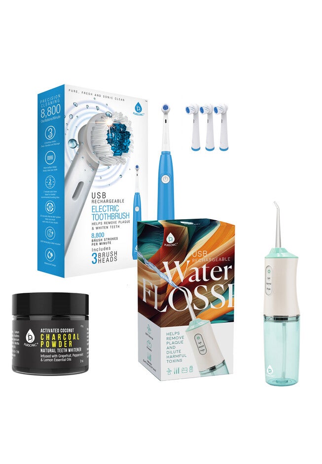 Complete Dental Care Power Pack - Electric Toothbrush, Water Flosser & Whitening Powder, O, hi-res image number null