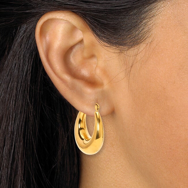 Yellow Gold Ion-Plated Stainless Steel Hoop Earrings, 3-Pair Set, GOLD, alternate image number null