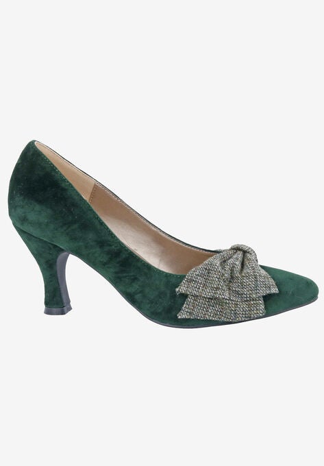 Charm Plaid Kitten Heel Pump, GREEN VELVET, hi-res image number null