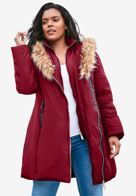 Double-Layer Puffer Coat, RICH BURGUNDY, hi-res image number null