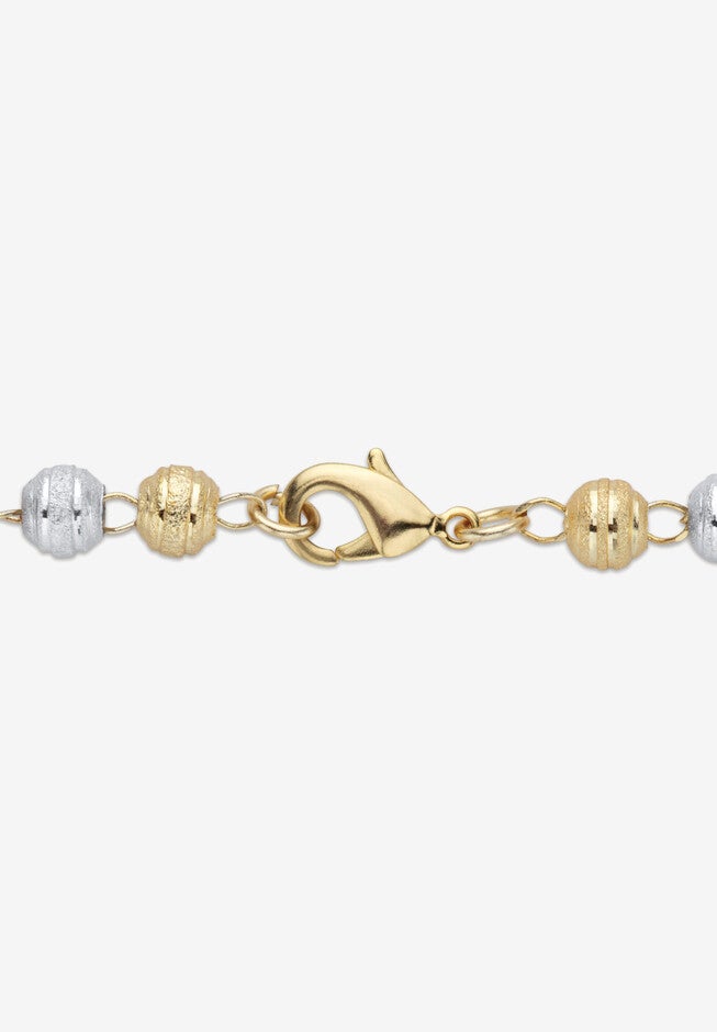 Tri Tone Goldtone Beaded Rosary Style Necklace (5Mm), 20 Inches Jewelry, , on-hover image number 1
