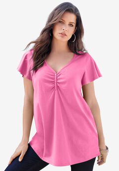 Plus Size Cotton Ultimate Flutter Sleeve Sweetheart Tee