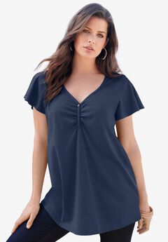 Plus Size Cotton Ultimate Flutter Sleeve Sweetheart Tee