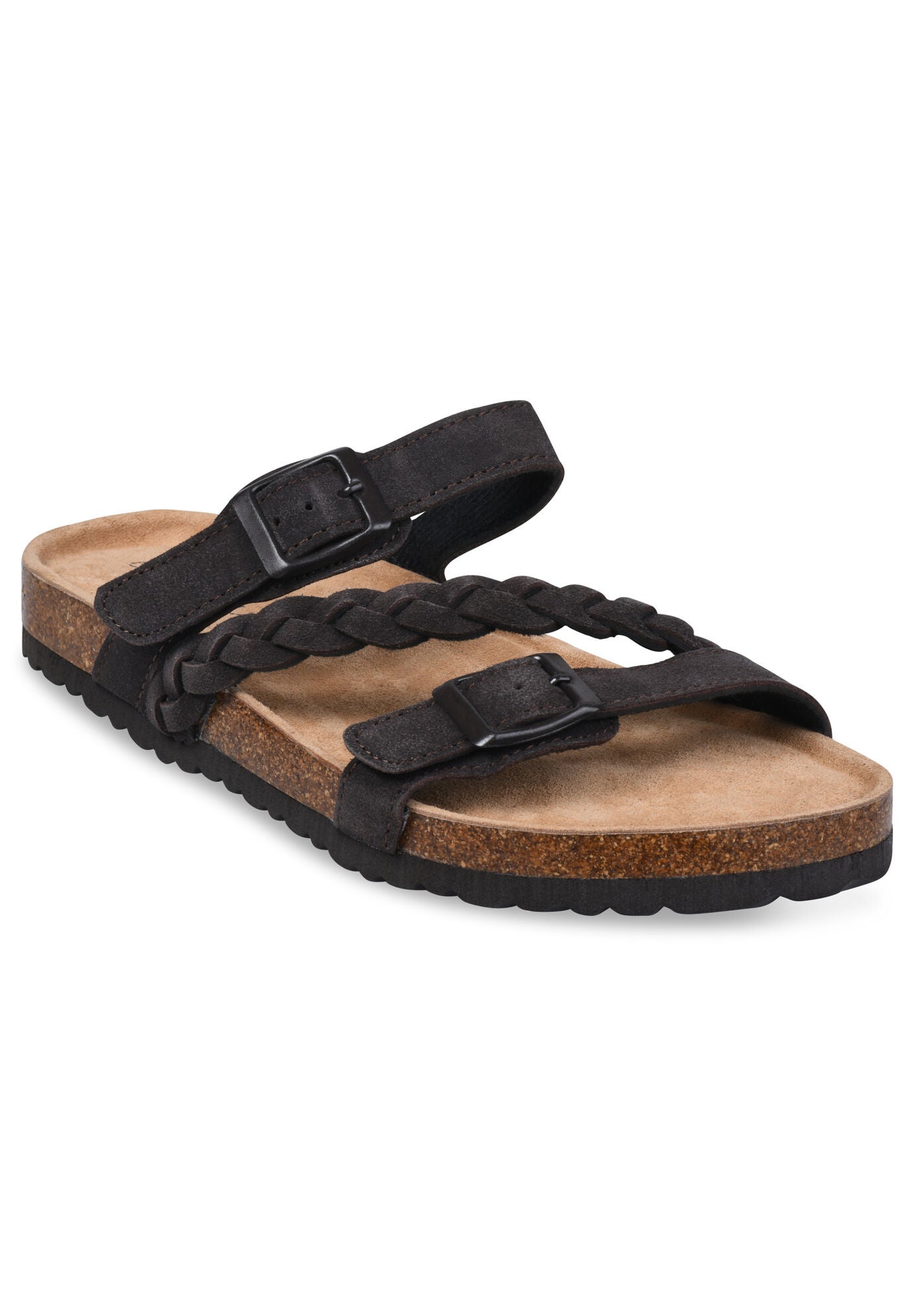 Braided Adjustable 2 Strap Footbed Sandal, BROWN, hi-res image number 0