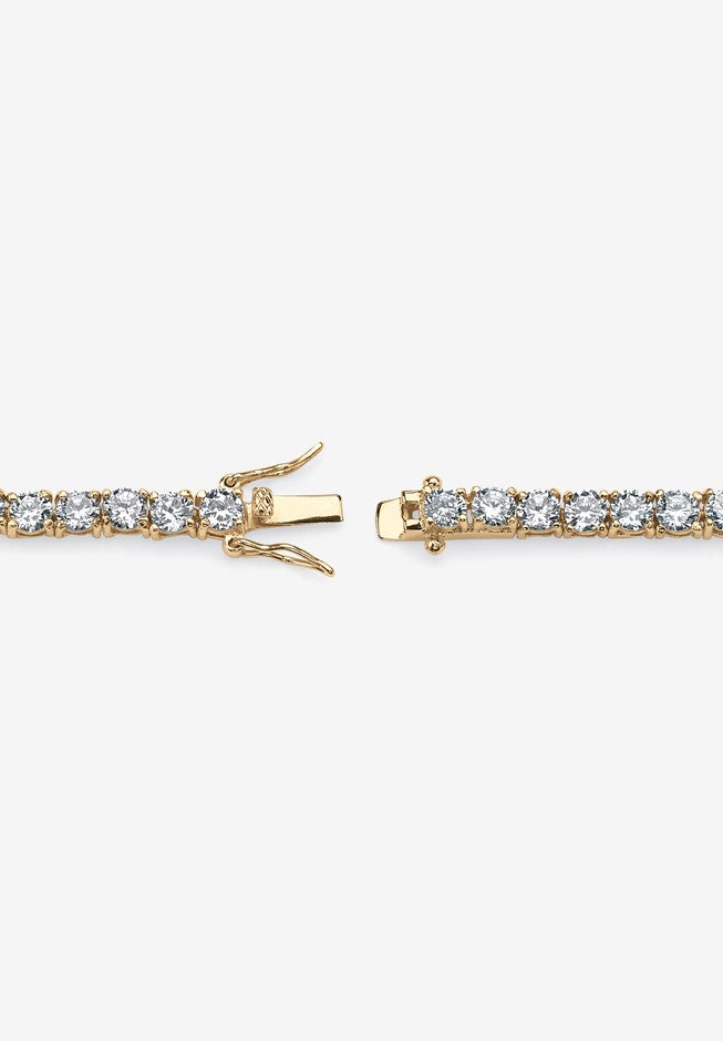 10.75 Tcw Round Cubic Zirconia Yellow Gold-Plated Tennis Bracelet 7.5 inches, , on-hover image number null