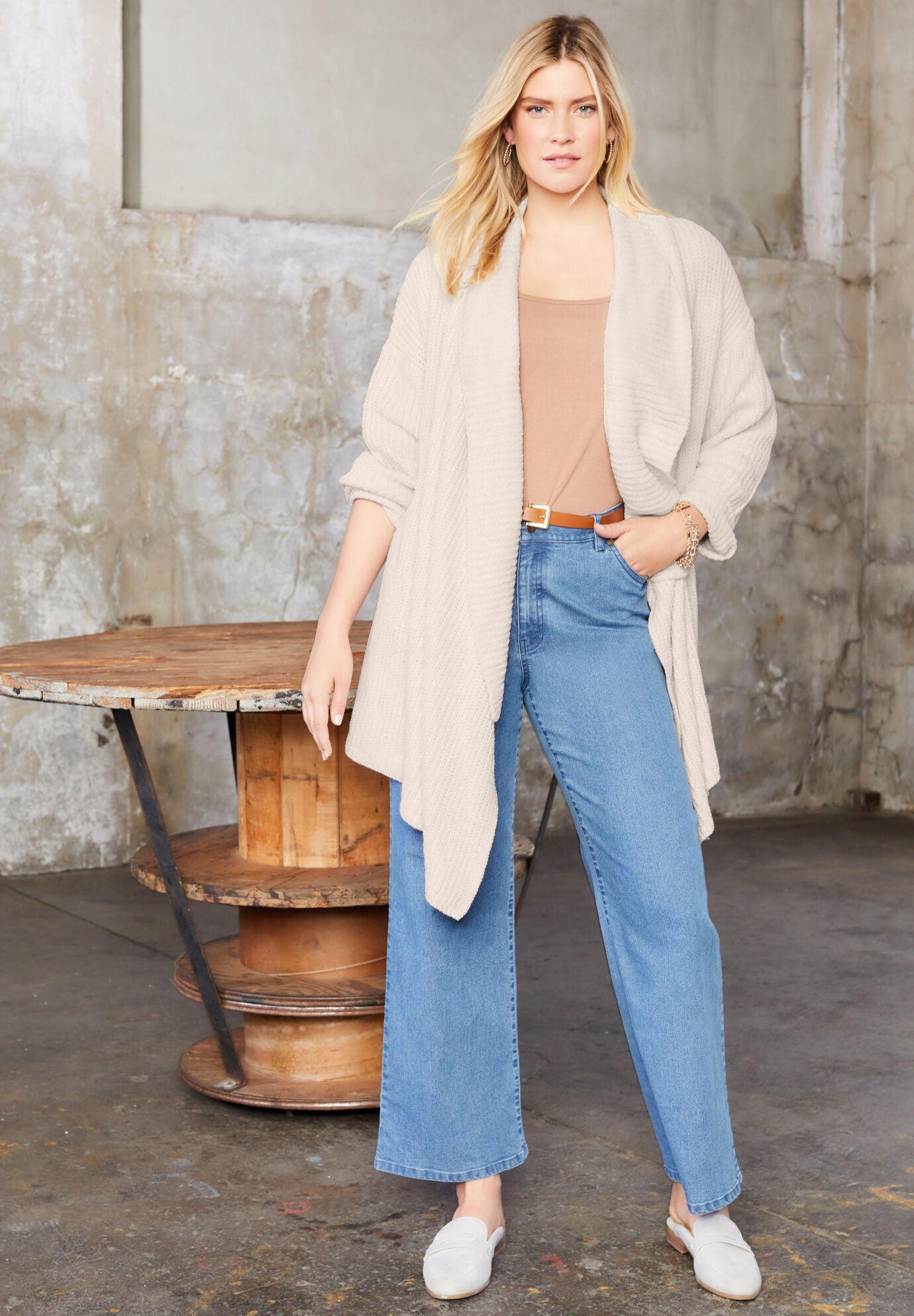 Chenille Drape-Front Cardigan, PINK WHISPER, hi-res image number 0