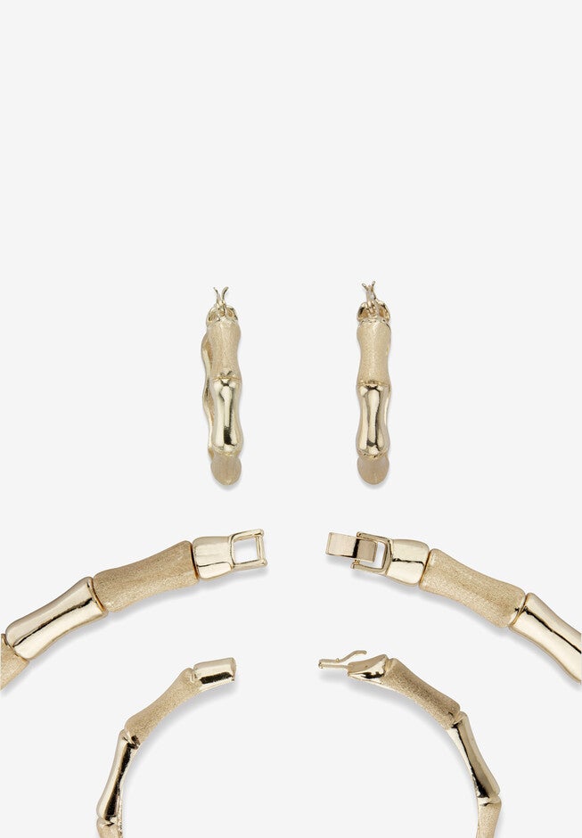 Goldtone Bamboo with 3-Piece Necklace Set, , on-hover image number null