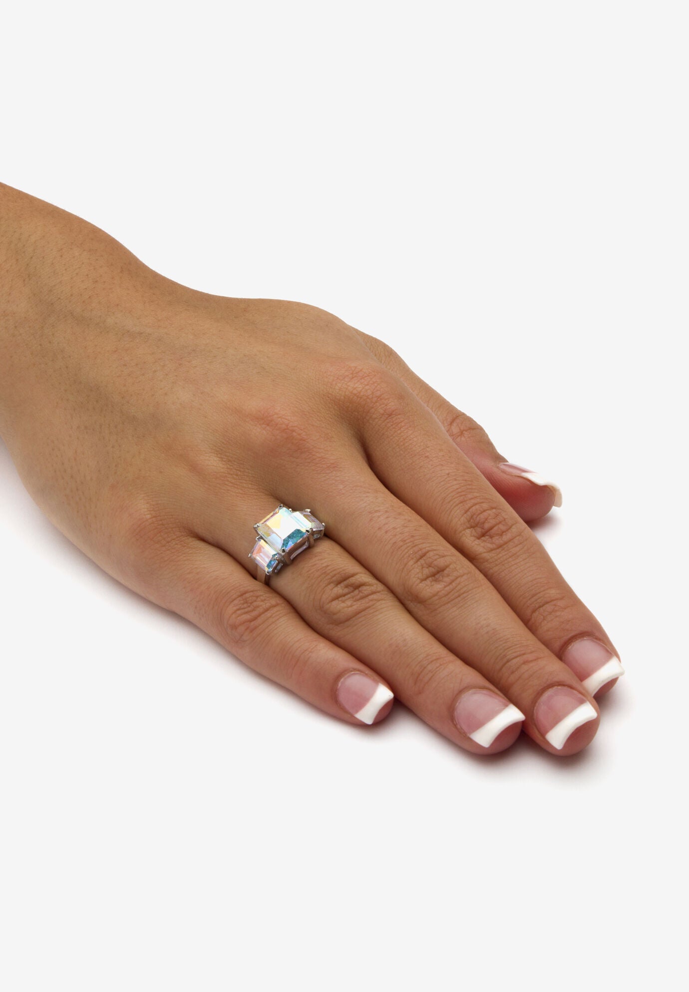 5.60 Cttw. Emerald-Cut Aurora Borealis Cubic Zirconia Sterling Silver Ring, , alternate image number 2