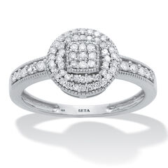 .30 TCW Diamond Sterling Silver Halo Engagement Ring