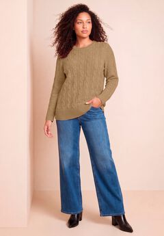Plus Size Cozy Cable Crewneck Sweater