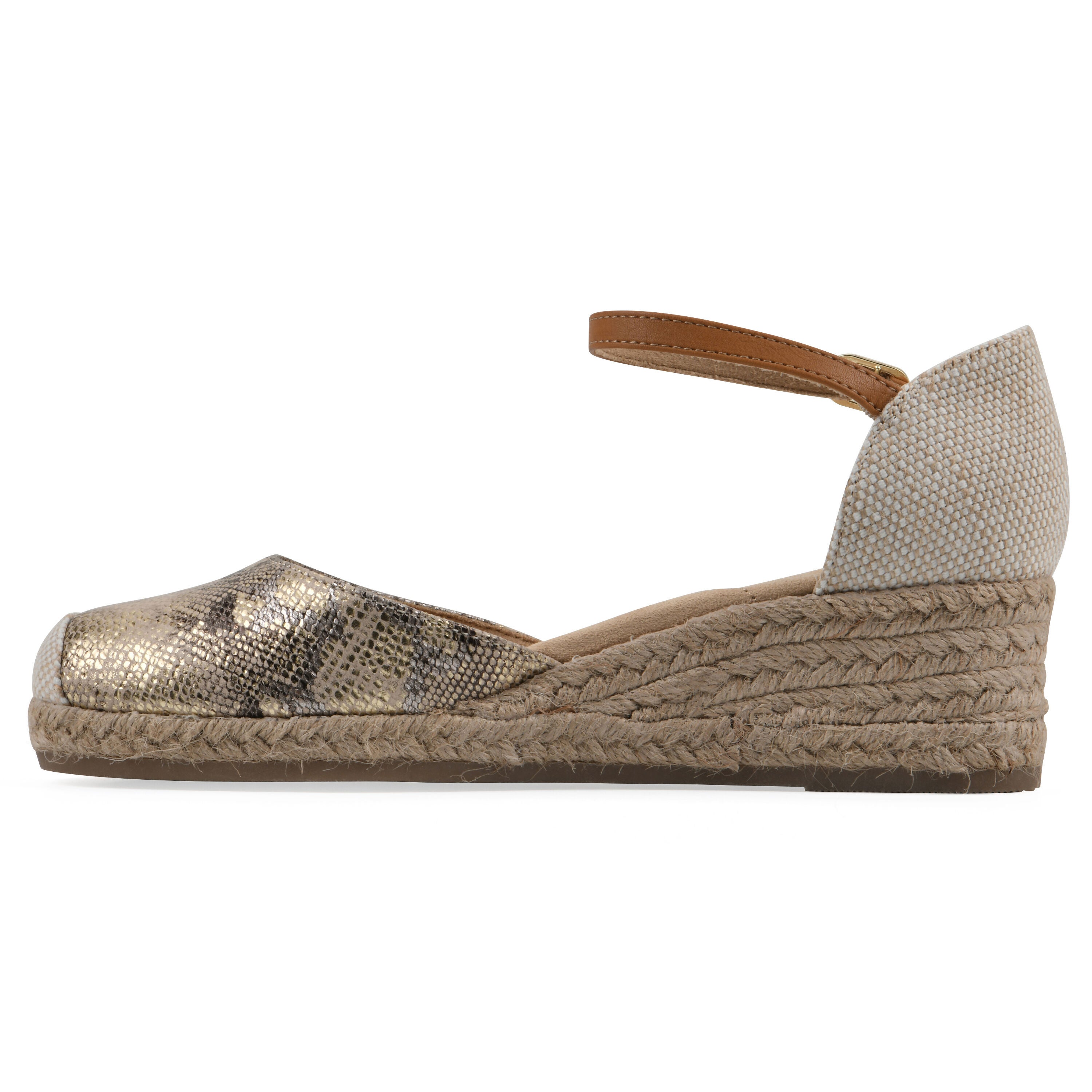 Maize Espadrille Wedge Sandal, GOLD FABRIC, alternate image number 3