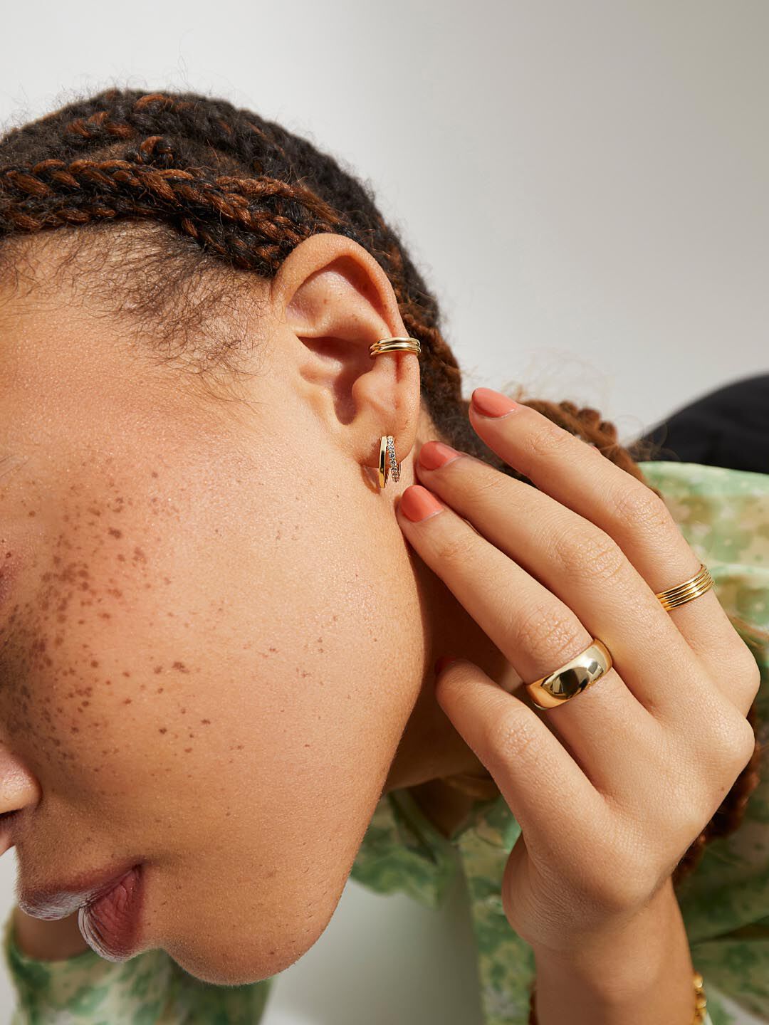 Double Hoop Earrings - Toda, GOLD, alternate image number 2
