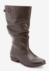 The Monica Wide Calf Leather Boot, BROWN, hi-res image number null