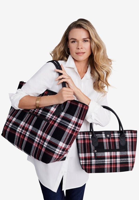 2-Piece Weekender Bag, BLACK CORAL PLAID, hi-res image number null