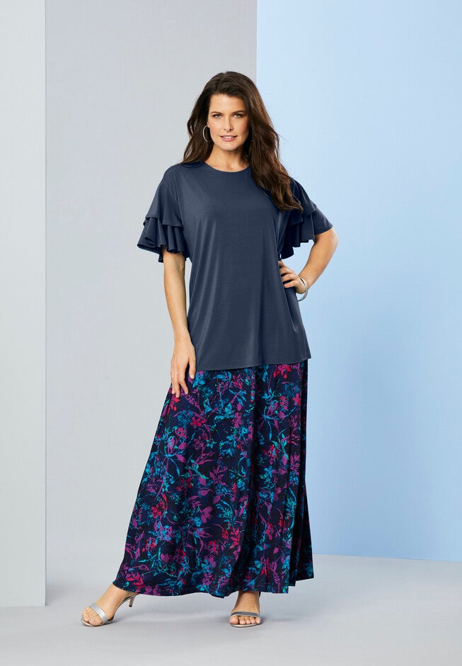 Ultrasmooth® Fabric Ruffle-Sleeve Top, , alternate image number 1