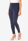 Lace-Inset Essential Stretch Legging, NAVY, hi-res image number null