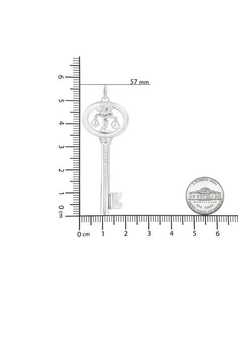 Sterling Silver Diamond Accent Libra Zodiac Key Pendant Necklace, , alternate image number null