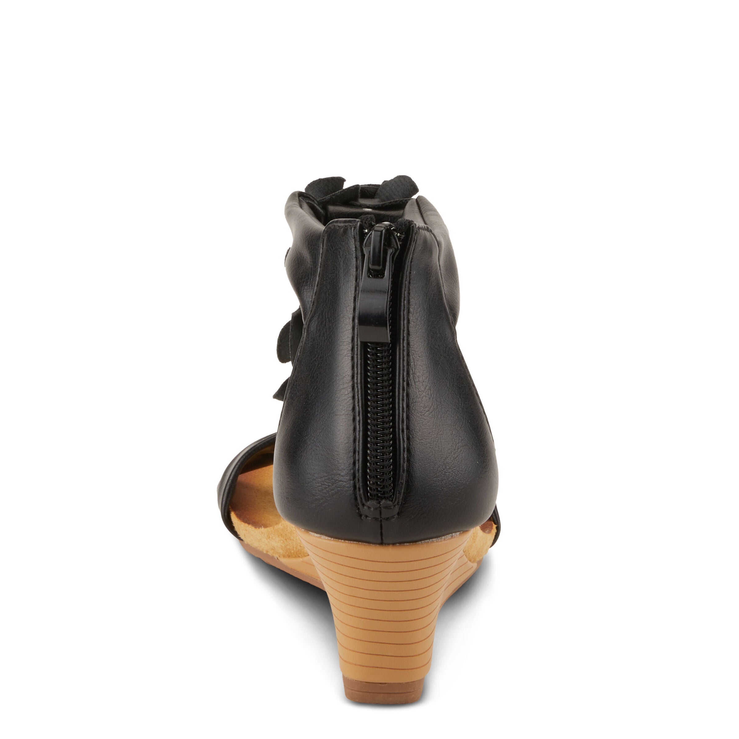 Harlequin Closed Back T-Strap Wedge Sandal, BLACK, alternate image number 4