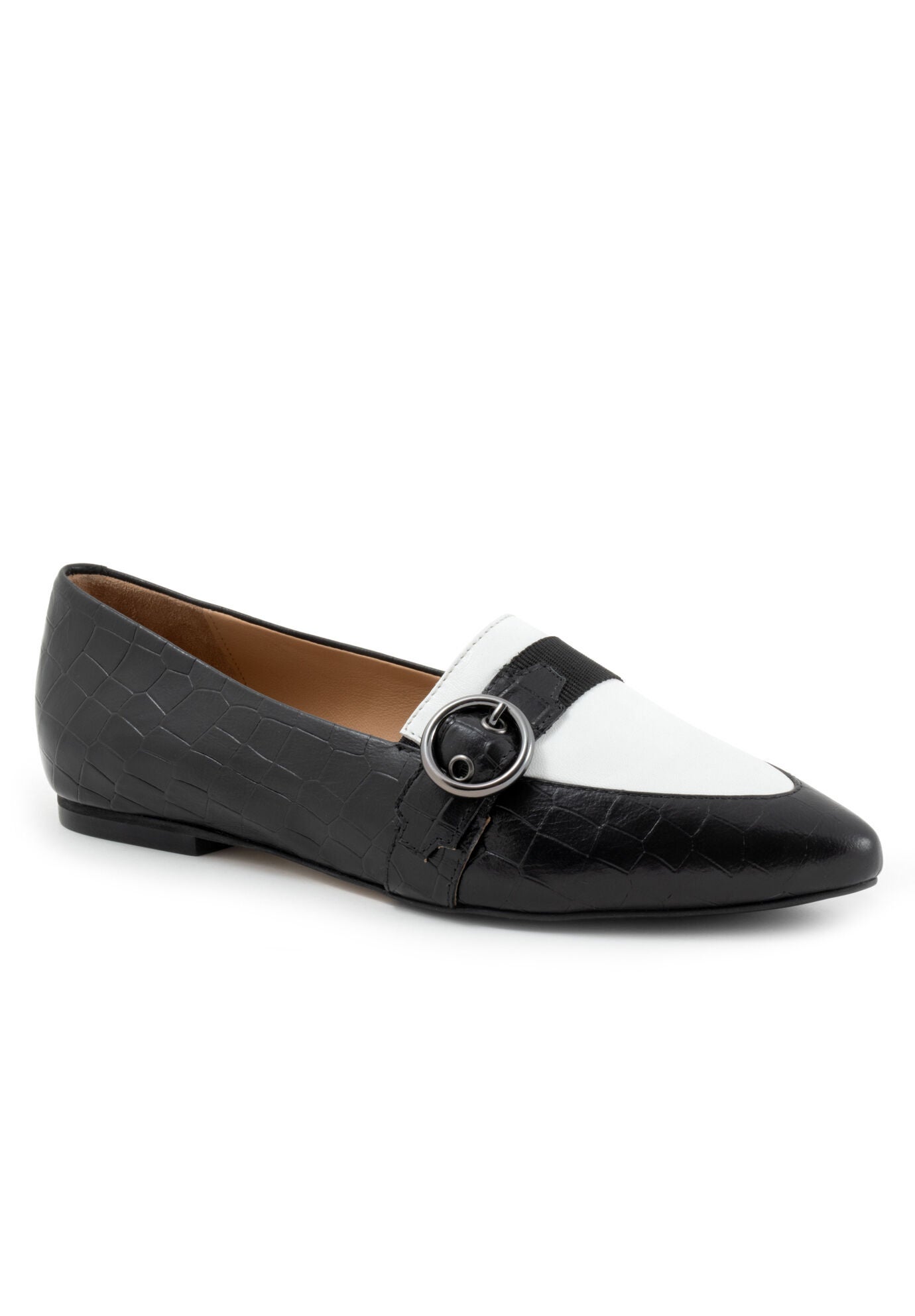 Emmett Dressy Flat, BLACK CROCO WHITE, hi-res image number 0