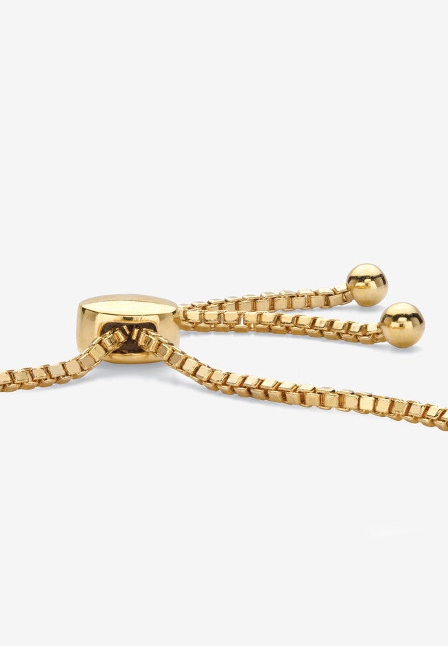 Gold-Plated Bolo 9 inches Bracelet with Diamond Accents, , on-hover image number 1