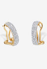 Yellow Gold-Plated Demi Hoop Earrings with Genuine Diamond Accents, DIAMOND, hi-res image number null