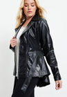 High-Low Peplum Leather Jacket, , alternate image number null