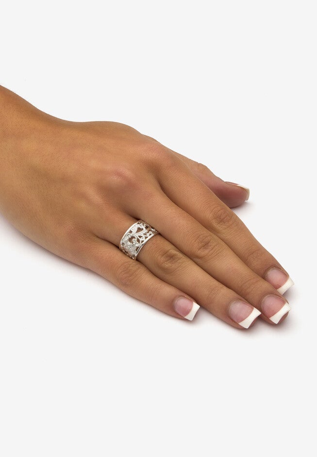 Filigree Vintage-Style Ring In .925 Sterling Silver Jewelry, , alternate image number null