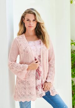 Bell Sleeve Pointelle Cardigan