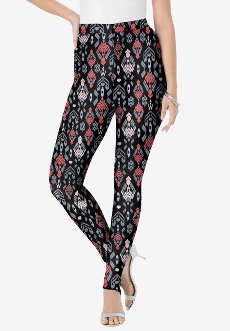Ankle-Length Essential Stretch Legging, BLACK IKAT, hi-res image number null