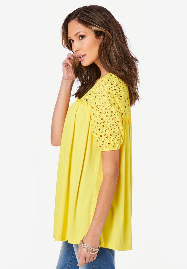Lace Notch-Neck Tunic, , alternate image number null