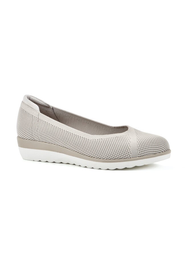 White Mountain Selena Stretch Knit Flat, TAUPE FABRIC, hi-res image number 0